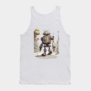 Robot walking tshirt, street robot design Tank Top